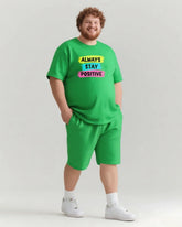 Like The Sun Always Stay Positive Men's Big and Tall Simple Lettering Short Sleeve T-shirt Shorts Set